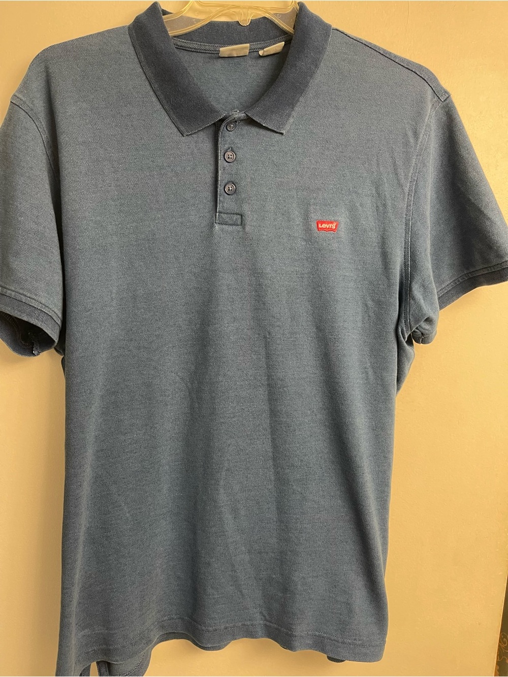 Levi's Men's XXL Standard Fit Slate Blue Polo with Red Logo